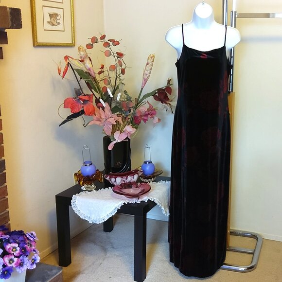 VTG SEPARATE SCENE Womens Sleeveless Cocktail Black Red Floral Party Dress M 8 - Picture 1 of 10